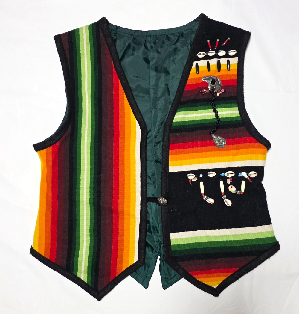 Vintage Beaver State Pendleton Wool Vest Southwestern Native Style Beaded Blanke